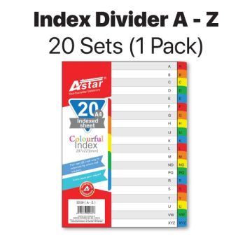 Astar A4 Index Divider A-Z Plastic 11-Hole Tabs