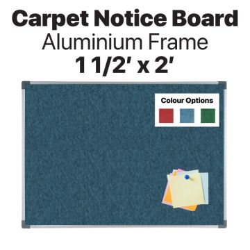 Carpet Notice Board Aluminium Frame Wall Mount 1.5ft x 2ft