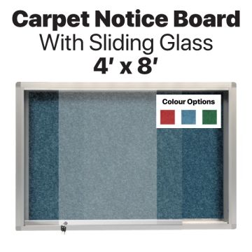 Carpet Notice Board Sliding Glass Key Lock 4ft x 8ft