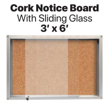 Cork Notice Board Sliding Glass Key Lock 3ft x 6ft