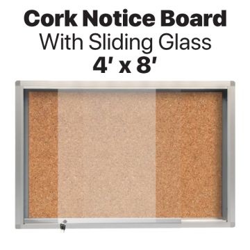 Cork Notice Board Sliding Glass Key Lock 4ft x 8ft