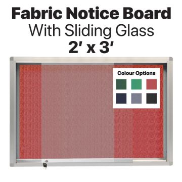 Fabric Notice Board Aluminium Frame Sliding Glass 2x3ft