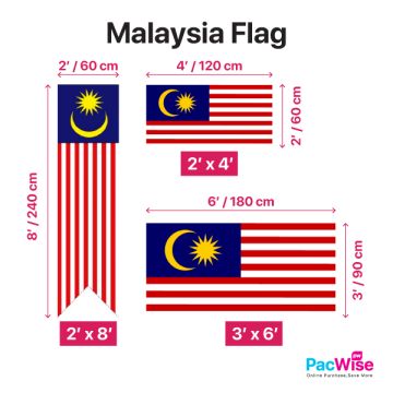 Malaysia & State Flags Multiple Sizes 1pc-Malaysia-60cm x 120cm (2ft x 4ft)