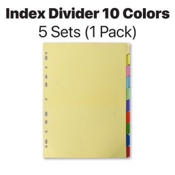 A4 Colour Index Divider 10 Colours 5 Sets 11-Hole Tabs