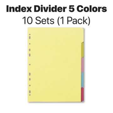 Colour A4 Index Divider 5 Colours 10 Sets 11-Hole Tabs