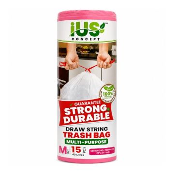 IUS Concept Drawstring Trash Bag M 40L 15pcs