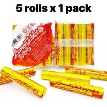 Golden Lemon Tablet Candy Rolls Refreshing Tangy 5 Rolls