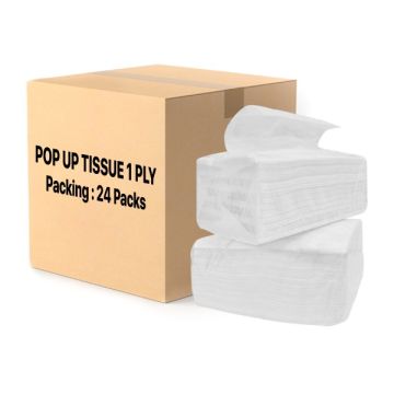Pop Up Tissue 1 Ply Virgin Pulp 100mm x 100mm 24 Packs