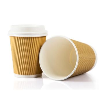 Hot Cup with Lid 8oz Ripple Brown White 25 Sets