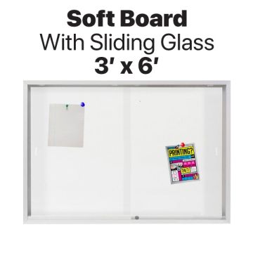 Soft Board Sliding Glass Notice Board 3ft x 6ft Lockable