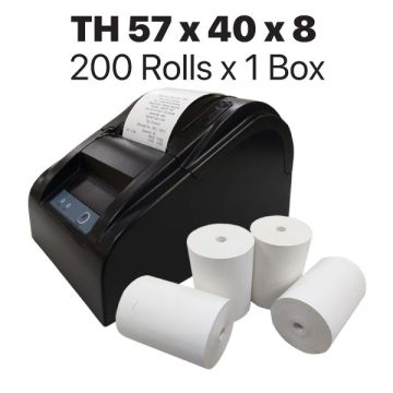 TH Thermal Paper Roll TH57x40x8 Clear Print 65gsm White