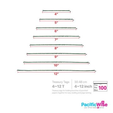 Treasury Tag Tali Hijau – Green String Binder Fastener (4in–12in) | Paper Binding Accessories (100pcs/Box)