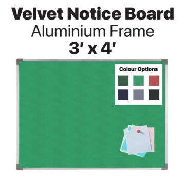 Velcro Notice Board Aluminium Frame Velvet Surface 3x4ft