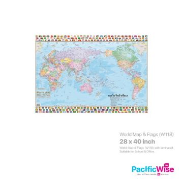 World Map & Flags (W118)