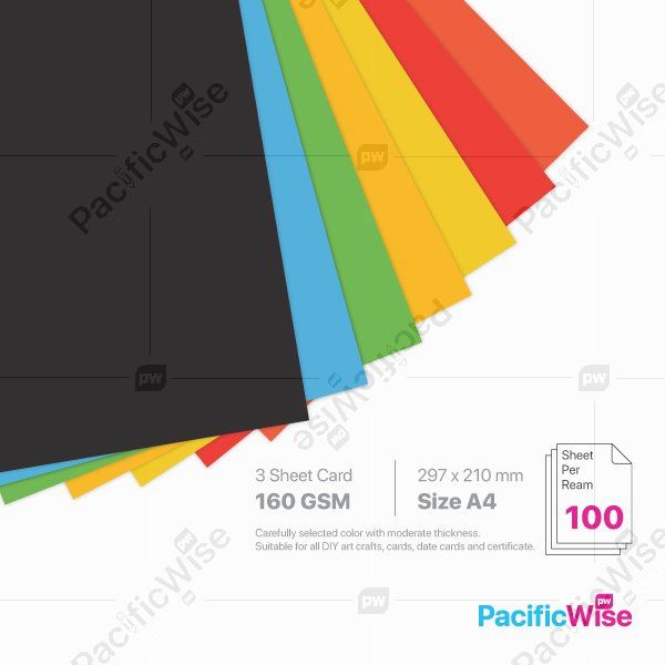 A4/3 Sheet Card/3 Helai Kad 160gsm/Deep Colour/Card Stock Paper (100'S)