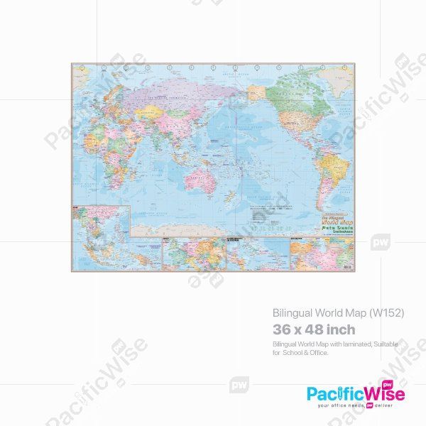 Bilingual World Map (W152)