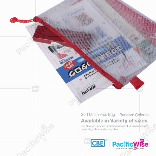 CBE/Zipper Mesh Bag PVC/Beg Zipper Mesh PVC/Holder Filing (A5/A4/A3)
