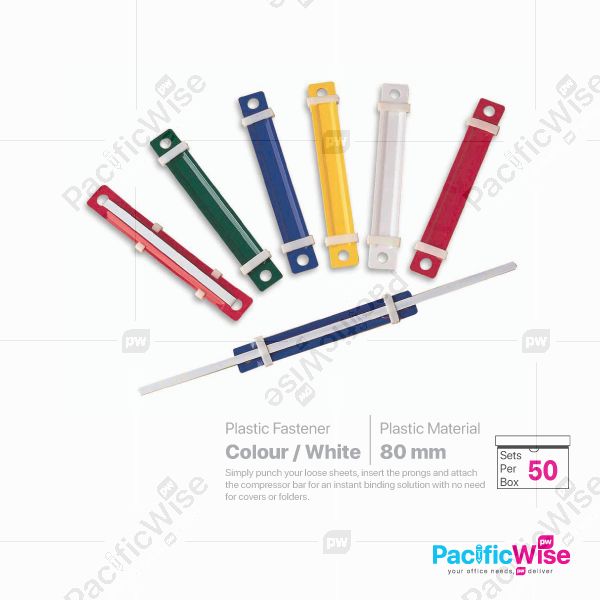 Plastic Fasterner/Klip Pegas Pengencang Kertas Plastic/White&Colour/Binder Accessories (50pcs/Box)