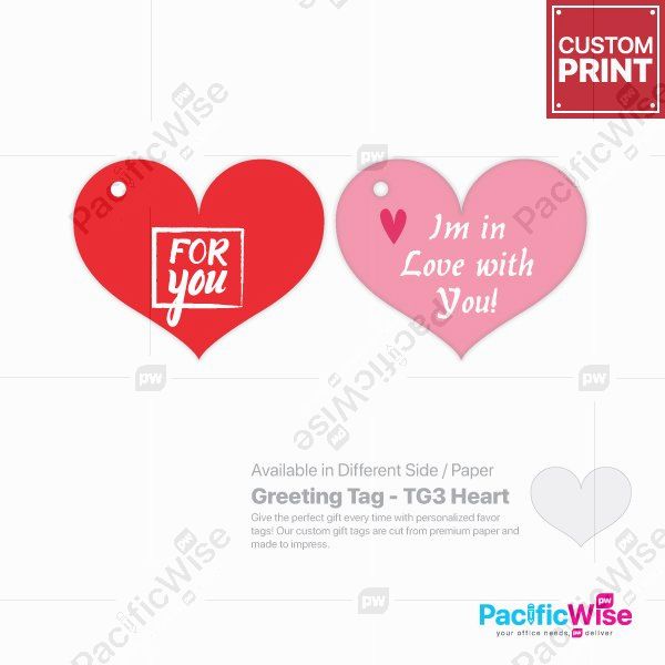 Customized Printing Greeting Tag (TG3-Heart)