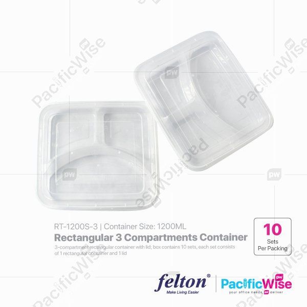 Felton Rectangular 3 Compartments Container (RT-1200S-3)