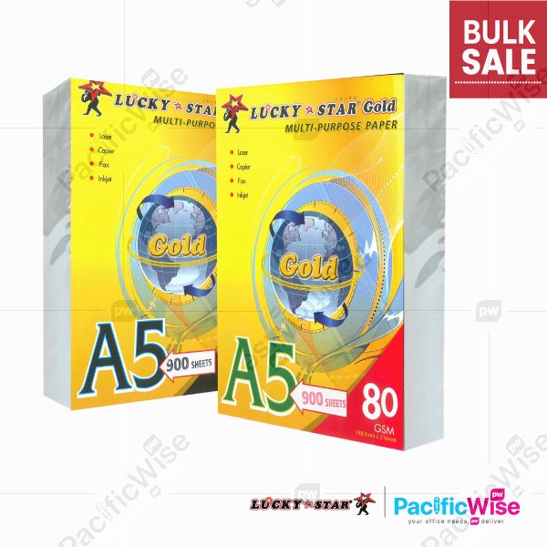A5 Paper/Lucky Star/A5 Kertas 80gsm/A5 Kertas 70gsm/Copier Paper (900'S/Ream)