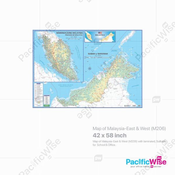 Map of Malaysia-East & West (M206)