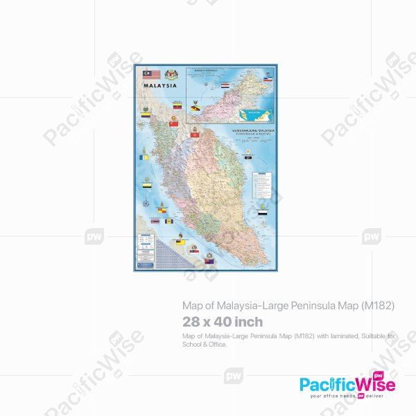 Map of Malaysia-Large Peninsula Map (M182)