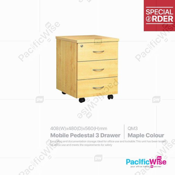 Mobile Pedestal 3 Drawer (QM3)