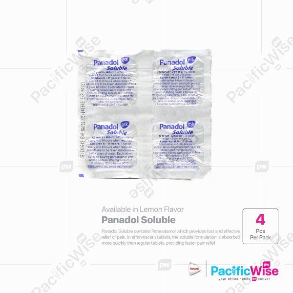 Panadol Soluble/Panadol Larut/Health & Beauty/ Lemon Flavour-4'S