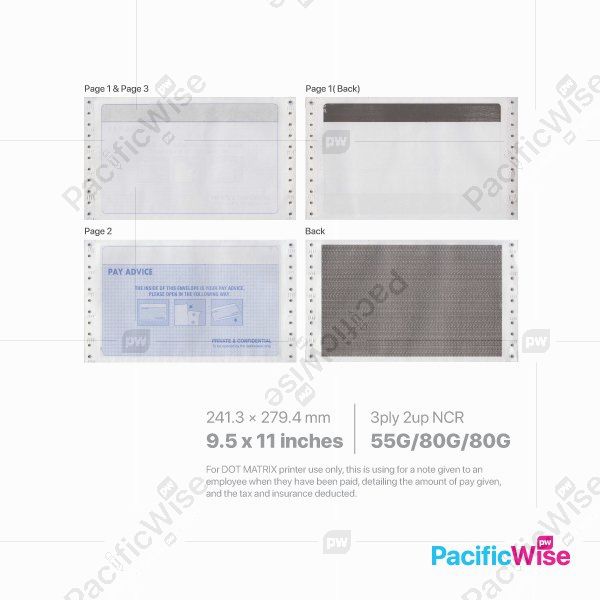 Ready Made Standard Payslip Mailer/Payslip Advice/Mailer Payslip 2 Up 9.5