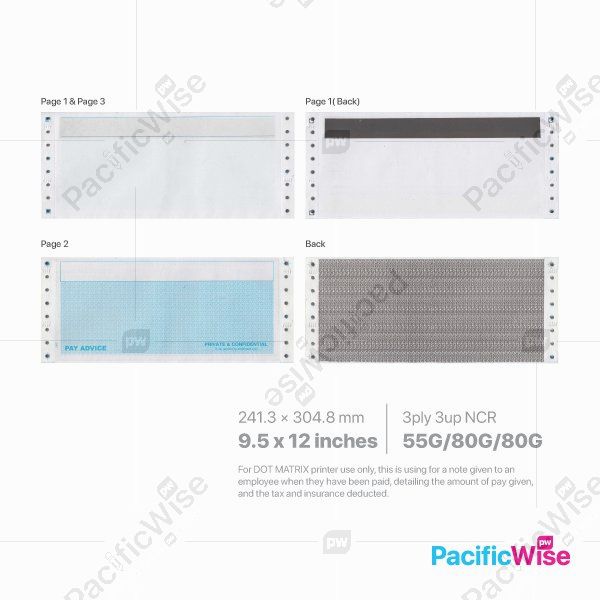 Ready Made Standard Payslip Mailer/Payslip Advice/Mailer Payslip 3 Up 9.5