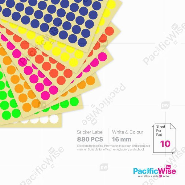 Round Sticker Label/Label Pelekat Bulat/Sticker Label/16mm