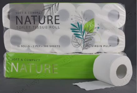 Toilet Roll/Nature/Gulung Tisu Tandas/2 Ply Tissue Paper/Virgin Pulp (10 Rolls x 300 Sheets)