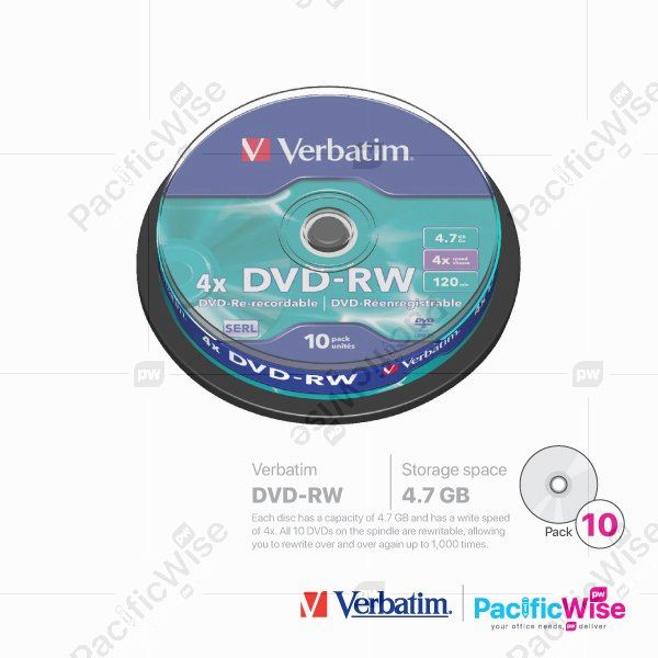 Verbatim DVD-RW/DVD-RW/4.7GB/CD Kosong/Computer Accessories