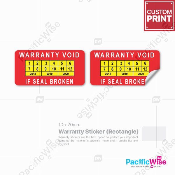 Customized Printing Warranty Sticker (Rectangle)