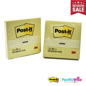 3M/Post-it/Sticky Note 654/Nota Melekit/Removable/Yellow Colour/3" x 3"