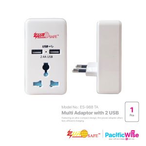 Eurosafe/Multi Adaptor with 2 USB/Multi Adapter dengan 2 USB/Electrical Accessories/ES-988 TA