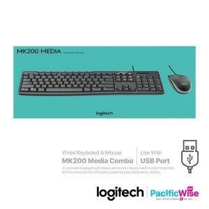 Logitech/Logitech Wired Keyboard & Mouse/MK200/Media Combo/Keyboard/Papan Kekunci/Computer Accessories