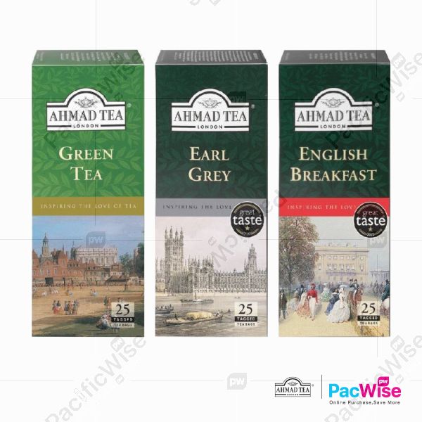 Tea Bags/Ahmad Tea/Londan/Uncang Teh/Green Tea/Earl Grey/English Breakfast (25 Teabags)