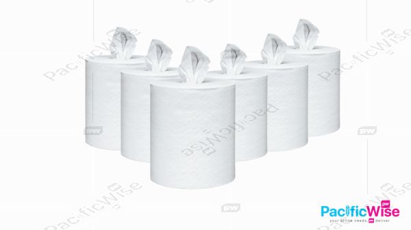 Center Flow Tissue/Tisu Aliran Tengah/Tissue Towel/Virgin Pulp/Tissue Paper/1 Ply/Virgin Pulp/900g (6 Rolls)