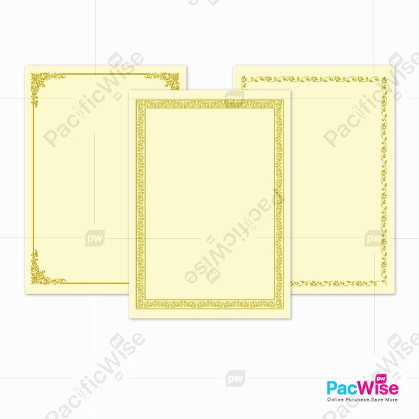 Certificate Paper Without Common Seal/Kertas Sijil Tanpa Meterai Biasa/A4 Paper 160gsm/Border Design/Gold Stamping/B1/B10/B24
