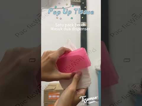 Pop Up Tissue 16 Packs + Dispenser 3 Pcs/Tisu Pop Up (Plastik)/ Tissue Paper Dispenser/2 Ply/100mmx100mm//Plastic (1 Set)