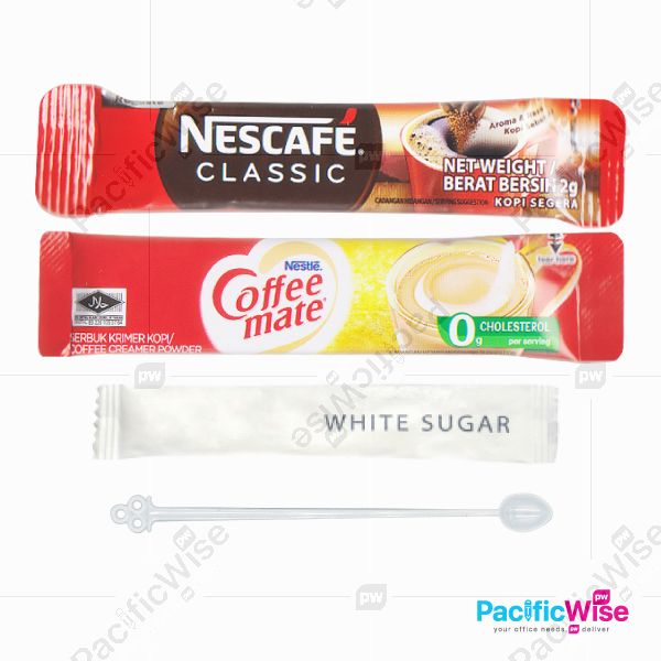 Nescafe Classic Sachet/White Sugar Stick/Plastic Stirrer/Nestle Coffeemate/Coffee