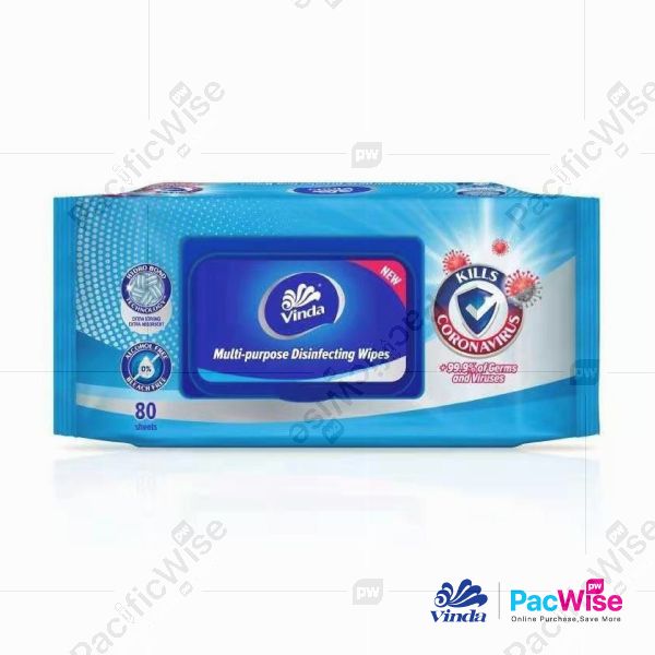 Sanitizing Wipes/Vinda/Tisu Sanitasi/Tisu Basah/Pembasmian Kuman Lap/Disinfecting Wipes/Multi-Purpose/ Kills Coronavirus/Wet Tissue/Tissue Paper (1 Packet x 80 Sheets)