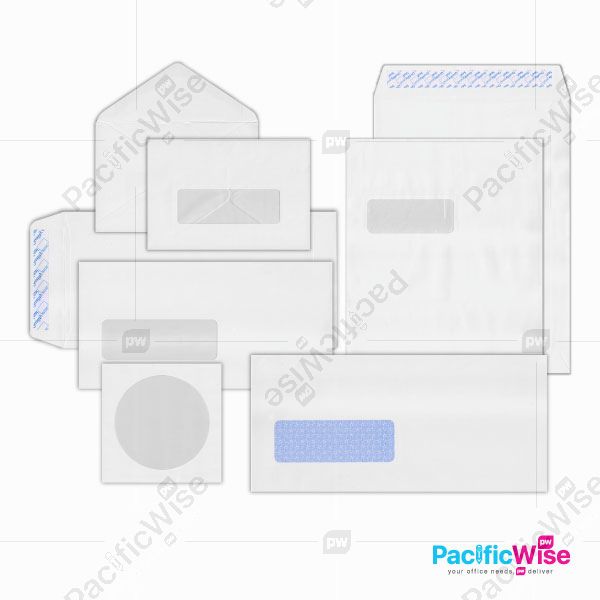 White Envelope/Sampul Surat Putih/Tetingkap/Window Envelope/CD Envelope/Peal & Seal (Various Size)