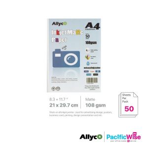 Allyco/A4/Inkjet Paper Matte/Matte Kertas Inkjet 108gsm/Photograph (50'S)