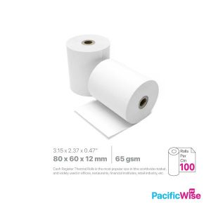 Thermal Paper Rolls/Gulungan Kertas Termal/Paper Rolls/TH 80 x 60 x 12 (100Rolls/Ctn)