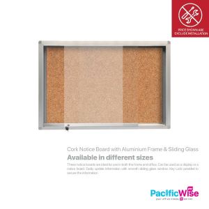 Cork Notice Board with Aluminium Frame & Sliding Glass