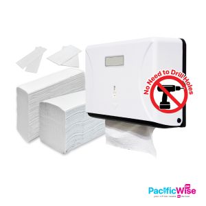 Hand Towel + Dispenser Set/Tuala Tangan + Dispenser Set/Multi Fold Tissue/Inter Fold Tissue/M Fold Tissue/Tissue Paper/Virgin Pulp (1 Carton Tissue + 1 unit Dispenser)