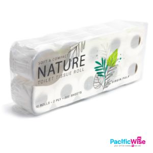 Toilet Roll/Nature/Gulung Tisu Tandas/2 Ply Tissue Paper/Virgin Pulp (10 Rolls x 300 Sheets)